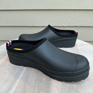 New Hunter Original Play Womens Size 9 Black Clogs Rubber Waterproof Slip On New